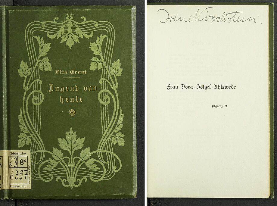 Buch aus dem Eigentum von Irene Rose Kirschstein (1889–1973) mit ihrem Autogramm - Link zum Restitutionsprotokoll