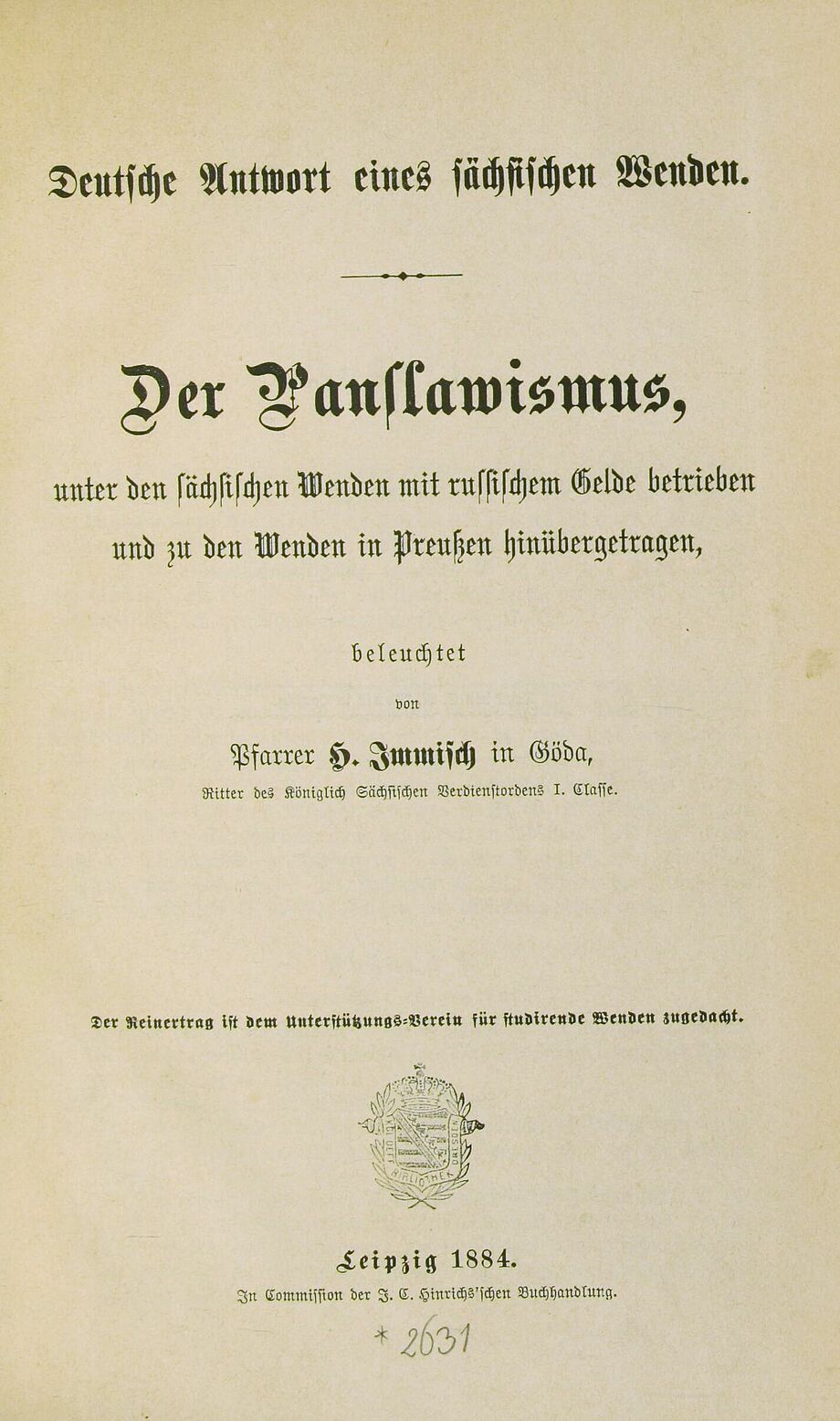 "Der Panslawismus. Deutsche Antwort eines sächsischen Wenden" von Friedrich Heinrich Immisch