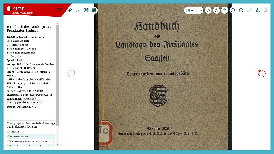 Das „Handbuch des Landtags des Freistaates Sachsen“ in den Digitalen Sammlungen der SLUB 