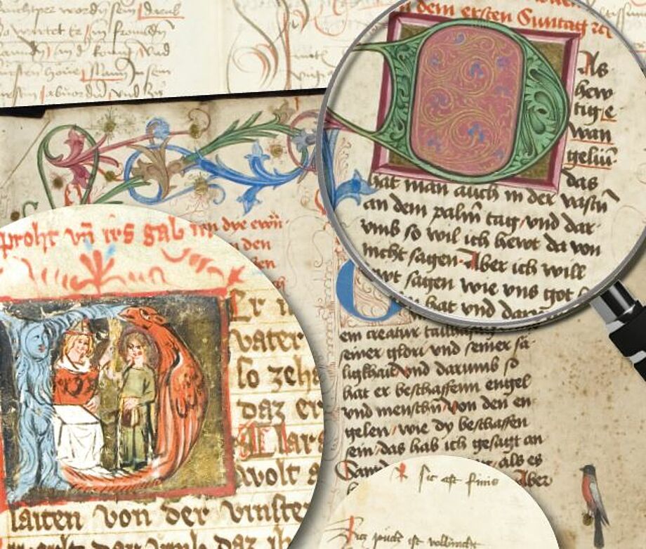 Mittelalterliche Handschriften auf dem Ausstellungsplakat