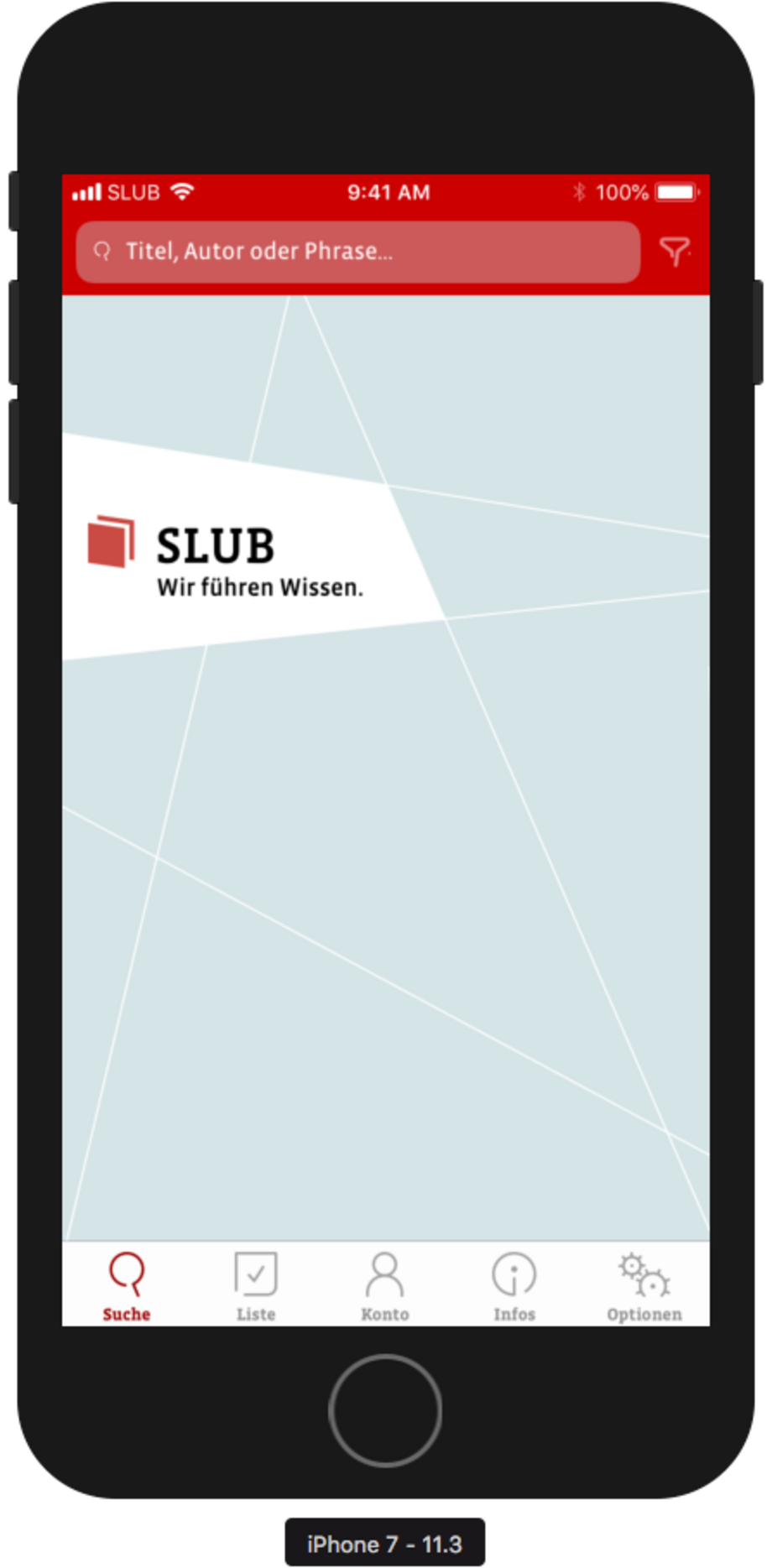 Handy mit geöffneter SLUB-App
